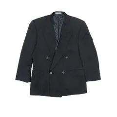 GIVENCHY ジバンシィ ヴィンテージ ウール テーラードジャケット ダブルブレスト ピークドラペル 総裏地 アウター 黒 ブラック メンズ 古着 中古 USED