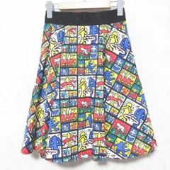 良品 Keith Haring × alice + olivia キースヘリング アリスオリビア 総柄 フレアスカート サイズ0 マルチカラー レディース 古着 中古 USEDのサムネイル