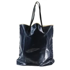 美品 jack gomme ジャックゴム 2WAY トートバッグ ハンドバッグ 鞄 ロゴ 刻印 ワッペン 紺 ダークネイビー レディース 古着 中古 USED