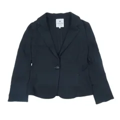 LANVIN en Bleu ランバンオンブルー テーラードジャケット シングルブレスト バックフリル アウター 36 黒 レディース 古着 中古 USED