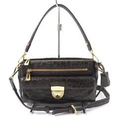 美品☆LEATHER JEWELS レザージュエルズ JRAタグ付 クリスタル クロコダイルレザー 2WAY ハンド ショルダーバッグ ダークブラウン 日本製 レディース