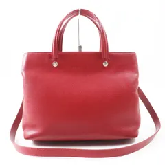 極美品◎Longchamp ロンシャン ル・フローネ ロゴ刻印 2WAY ハンド／レザー ショルダーバッグ レッド シルバー金具 レディース