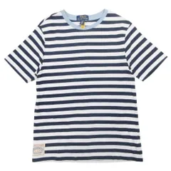 美品 POLO RALPH LAUREN ポロ・ラルフローレン ボーダー柄 Tシャツ カットソー トップス 半袖 L/14-16 ホワイト ネイビー キッズ 古着 中古 USED