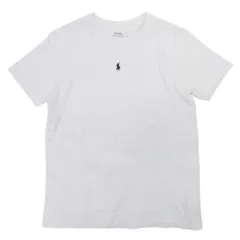美品 POLO RALPH LAUREN ポロ・ラルフローレン ロゴ刺繍 Tシャツ カットソー トップス 半袖 クルーネック 7/130 ホワイト キッズ 古着 中古 USED