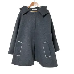 美品 eLLa エラ フーデッド ボンディング Aラインコート グレー レディース 古着 中古 USED
