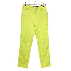 【超美品】マンシングウェア パンツ イエローグリーン シンプル ロゴ刺しゅう レディース LL ゴルフウェア Munsingwear