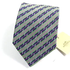 未使用品○HERMES エルメス 659087T CRAVATE SOIE LOURDE クラヴァット シルク100% POMME MARINE FUCHSIA ホースシュープリント 馬蹄総柄 レジメンタルストライプ ネクタイ マルチカラー フランス製 メンズ