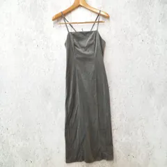 callautia カラウティア ベロア調 キャミワンピース ロング Iライン バックリボン 肩ひも調節可能 ワンピース グレー Sサイズ ◎、〇◇☆