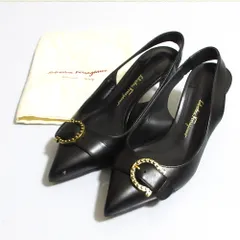 良品 Salvatore Ferragamo サルバトーレフェラガモ レザーパンプス サイズ5 1/2C 約23.0cm ブラック レディース 古着 中古 USED