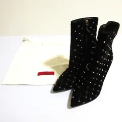 良品 VALENTINO GARAVANI ヴァレンティノガラヴァーニ ベロア スタッズ ショートブーツ サイズ35 約22.0cm ブラック レディース 古着 中古 USEDのサムネイル