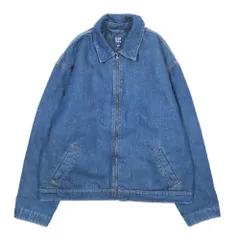 美品 GAP ギャップ リラックスフィット デニムジャケット ジップジャケット 裏地キルティング ブルゾン L インディゴ メンズ 古着 中古 USED