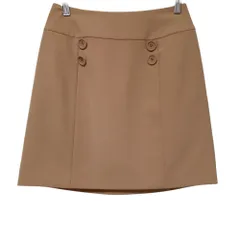 良品 FOXEY NEW YORK フォクシーニューヨーク レトロ ミニ フロントボタン スカート 29163 38 ベージュ系 レディース 古着 中古 USED