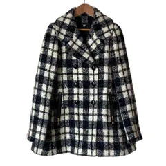 美品 cynthia rowley シンシアローリー ミックスツイード ダブルブレスト ミドルコート 2 ホワイト ネイビー レディース 古着 中古 USEDのサムネイル