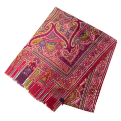 美品 ETRO エトロ ペイズリー柄 ストール レッド系 レディース 古着 中古 USED