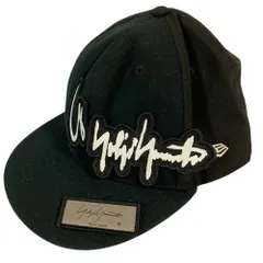 美品 NEW ERA × YOHJI YAMAMOTO ニューエラ ヨウジヤマモト コラボ 59FIFTY パッチ付き ベースボールキャップ FR-H32-967 ブラック レディース 古着 中古 USED