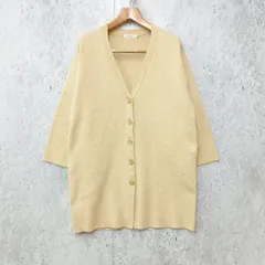 MOUSSY マウジー オーバーサイズ ロングカーディガン ニット セーター Vネック 厚手 ベージュ Fサイズ ◎_◇〇☆