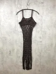 美品 Apart by アパートバイ ローリーズファーム 定価18150円 HANDフリンジ ニット ワンピース sizeF/茶 ■■レディース