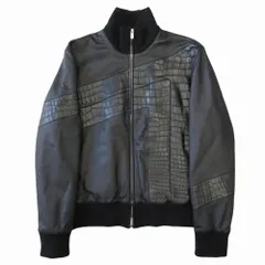 未使用 HERMES エルメス クロコダイル ラムスキン レザー ジャケット ブルゾン ライダース シルバー金具 アーカイブ 50 ブラック メンズ 古着 中古 USEDのサムネイル