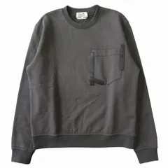 未使用 HERMES エルメス スウェット トレーナー カットソー 長袖 ラムスキン レザーパッチ ポケット サイズS カーキ メンズ 古着 中古 USEDのサムネイル