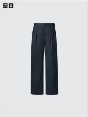 UNIQLO U(ユニクロユー) タック ワイド パンツ ネイビー 79