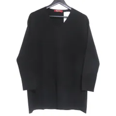 未使用 MaxMara STUDIO マックスマーラストゥディオ 長袖 Vネック チュニック ニット セーター Sサイズ ブラック レディース 古着 中古 USED