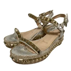 Christian Louboutin クリスチャンルブタン カタクロウ 60 エスパドリーユサンダル 34 21cm相当 ホワイト ゴールドカラー レディース 古着 中古 USED