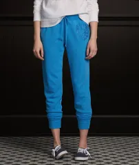 新品／起毛 ブルー ハート レタリング ジョガーパンツ／スウェットパンツ