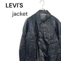 t2363 リーバイス　Levi's 海外古着　ヴィンテージ　レザー調　胸ポケット　ブラック　レザージャケット