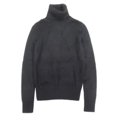 美品 SAINT LAURENT PARIS サンローランパリ 2022年 ウールモヘア オープンニット タートルネック セーター S 黒 ブラック レディース 古着 中古 USED