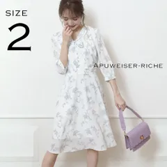 Apuweiser-richeアプワイザー・リッシェ 19年 田中みな実着用モデル 花柄 パール釦ボウタイワンピース 2(M) 白ホワイト 【古着】【中古】【送料無料】