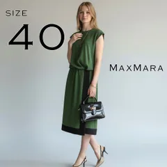 【極美品】Max Mara Studioマックスマーラ ステュディオ ポルトガル製 フレンチスリーブ カラーブロック ワンピース 40(L) グリーン緑 【古着】【中古】【送料無料】のサムネイル