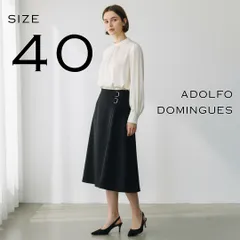 【美品】ADOLFO DOMINGUEZアドルフォ・ドミンゲス ラップ風 ミディ丈スカート 40(M) 黒ブラック 【古着】【中古】【送料無料】のサムネイル