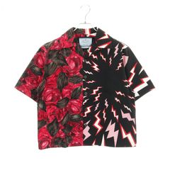 PRADA 18SS ラバーパッチ ダブルマッチ ハワイアン 開襟シャツ S 