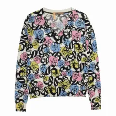 美品 JOHN GALLIANO ジョンガリアーノ エレファント 象柄 ウールニット Vネック 総柄 セーター 長袖 XS マルチカラー メンズ 古着 中古 USEDのサムネイル