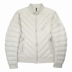 美品 MONCLER モンクレール 23aw TAJUNA GIUBBOTTO ダウンジャケット ライダース風 ブルゾン レザートリム 1 アイボリー メンズ 古着 中古 USEDのサムネイル