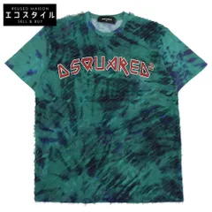 DSQUARED2 ディースクエアード 美品 タイダイ柄 ロゴ プリント Tシャツ トップス レディース グリーン XS 19年 S72GD0184 XS