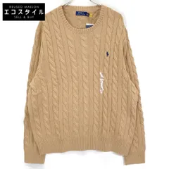 POLO RALPH LAUREN ポロ ラルフローレン ﾍﾞｰｼﾞｭ ﾎﾟﾆｰ刺繍 ｹｰﾌﾞﾙ編み ﾆｯﾄｾｰﾀｰ XXL