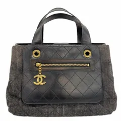 シャネル(Chanel) シャネル ハンドバッグ マトラッセ ラムスキン デニム ブラック レディース