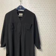 ⭐️美品⭐️薄手⭐️r•p•s / アールピーエス⭐️レディース⭐️七分袖丈ロングシャツ/ワンピース/チュニック⭐️ブラック⭐️Mのサムネイル