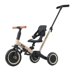 BTM 子供用三輪車 5n1新色 三輪車のりもの 押し棒付き ランニング 三輪車 自転車 おもちゃ 乗用玩具 おしゃれ 1歳-5歳 幼児用 プレゼント お祝い ギフト(ベージュカメオ)Y