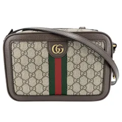 グッチ ショルダーバッグ メンズ オフィディア  スモール クロスボディバッグ 肩掛け 斜め掛け GUCCI 739392 GGスプリームキャンバス レザー ベージュ ブラウン 茶 シルバー金具 美品【中古品】
