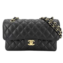 シャネル ショルダーバッグ レディース マトラッセ23 ダブルチェーン ダブルフラップ 肩掛け 斜め掛け ココマーク ターンロック CHANEL キャビアスキン ブラック 黒 ゴールド金具【中古品】