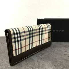 送料込み！ 極美品 BURBERRY 長財布 ノバチェック がま口 二つ折り財布 522