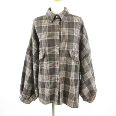 SPRAY PREMIUM シャツ 長袖 チェック ビッグシルエット 茶 *T322