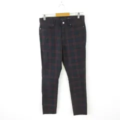 エイチ&エム H&M チェック パンツ ロング ストレッチ 黒 茶 28 *A134