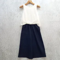 MAJESTIC LEGON マジェスティックレゴン ガウチョパンツ ガーリー バックウエスト ネイビー ホワイト Mサイズ ◎_〇□☆