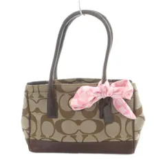 コーチ COACH 11557 トートバッグ ハンド キャンバス レザー シグネチャー ロゴ スカーフ付き 茶 ブラウン ■GY13 /MQ