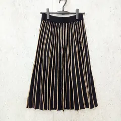 SHOO・LA・RUE DRESKIP シューラルー ドレスキップ ジャガード ニット プリーツスカート ストライプ柄 ブラック ベージュ Mサイズ ◎_〇◇