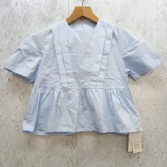 sakishima tokyo サキシマトーキョー ぺプラムブラウス ランタンスリーブ オールシーズン カジュアル きれいめ ブルー Fサイズ ◎_〇□のサムネイル