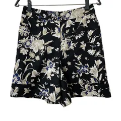 【美品】Rene ルネ ボタニカル柄ショートパンツ 花柄 総柄 ブラック サイズ36【ZY12】